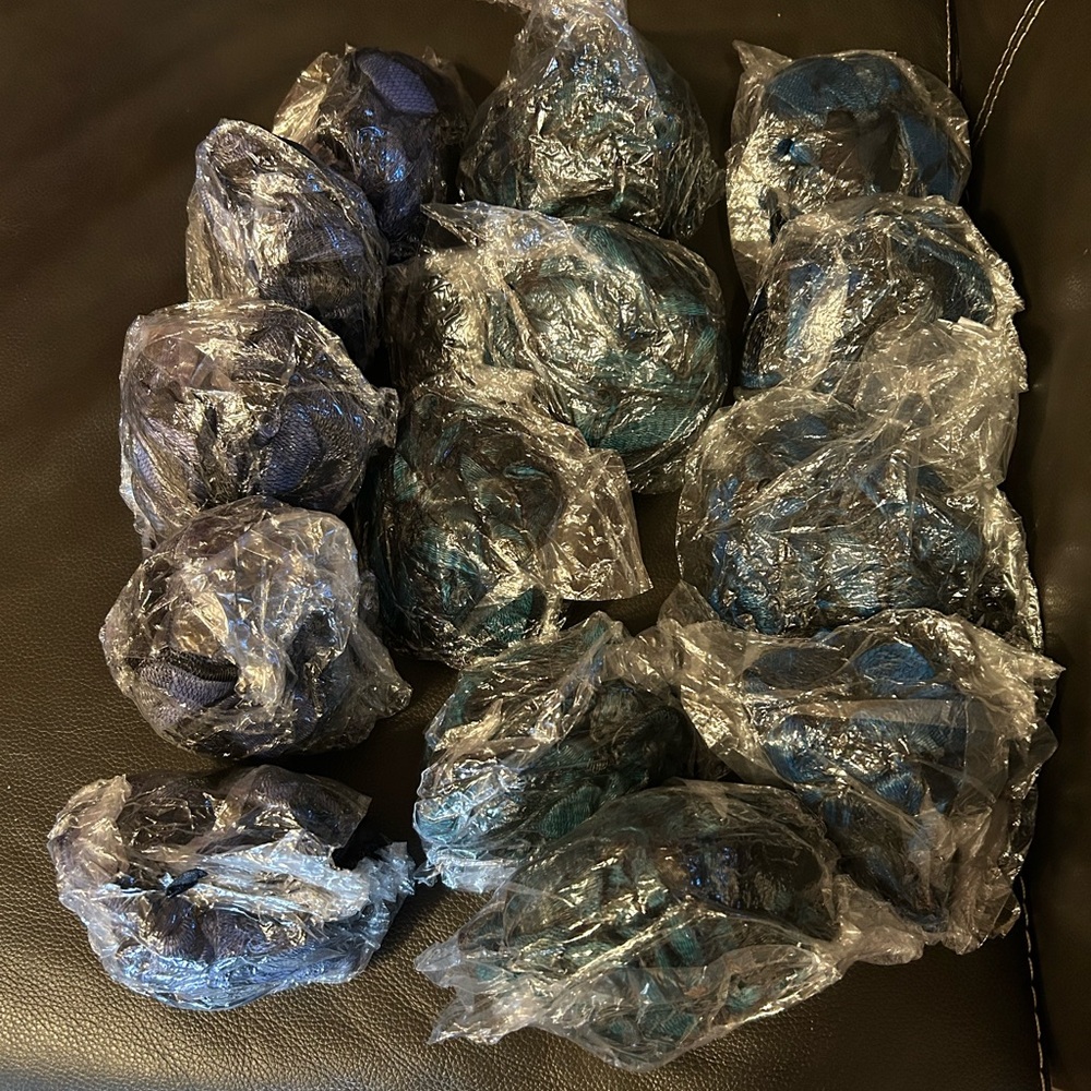 Bundle of 14 Bath Shower Scrubby Exfoliators NWOT Black w/Purple, Teal, Blue